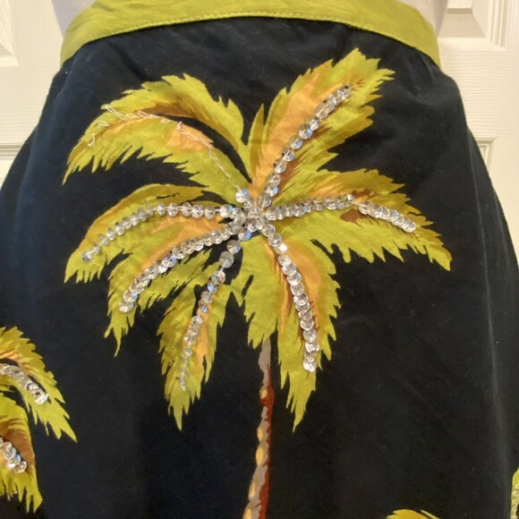 3 Piece McNaughton JPR Skirt 2 Top Set Tropical Palm Trees Sequins Green XL NEW - Picture 8 of 16